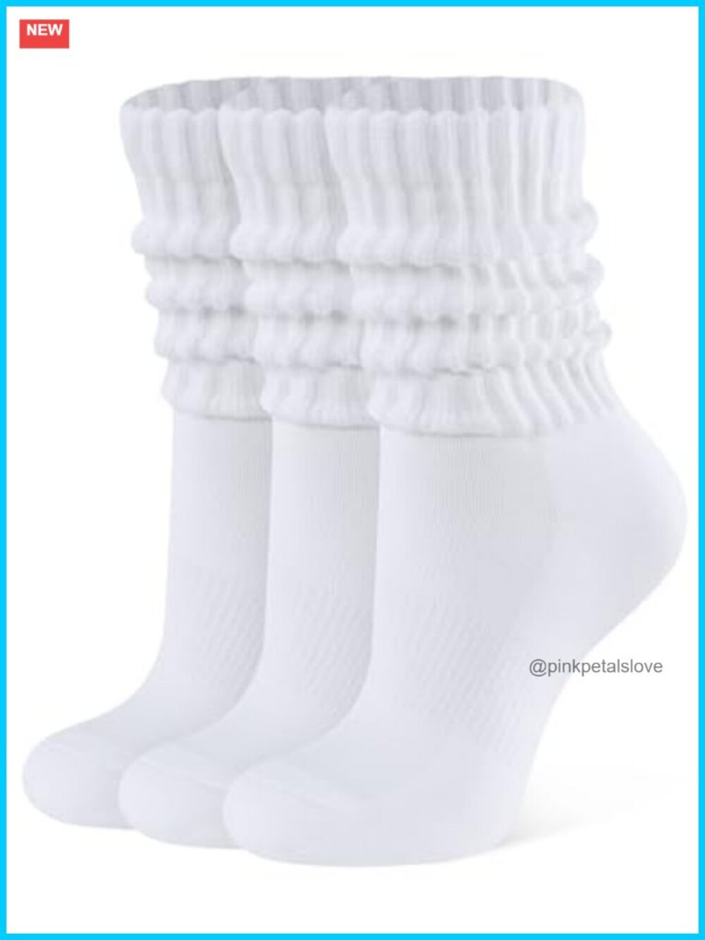 Womens Crew Socks Cotton Scrunch Slouchy Retro 3 Pairs Calf Length